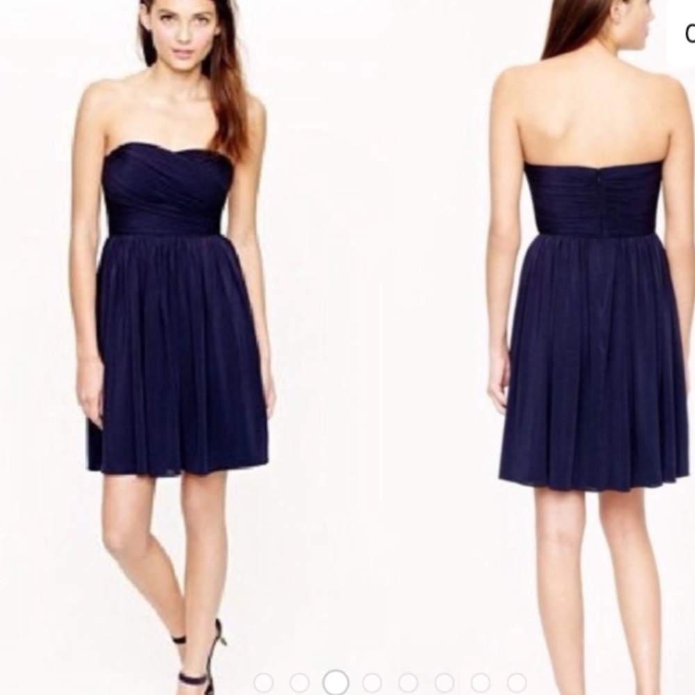 J.Crew navy Silk chiffon Arabelle dress 12 Tall